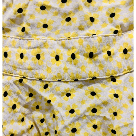 Ganni Womens Blouse Top Small Floral Wrap Tie Front Yellow White Cottagecore - Picture 14 of 14